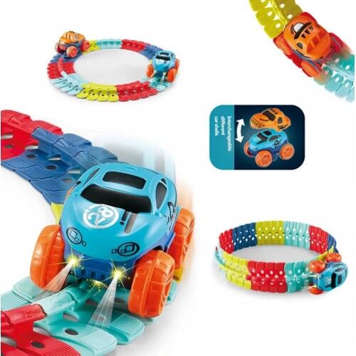Diy Track With Led Light Race Car Flexible Railway Toys Kit Car Assembled Racing Track Set