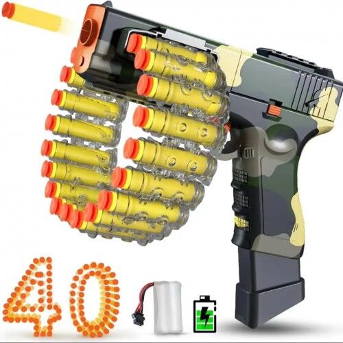 Clock Gun Foam Blaster For Kids Chain Clip Auto Manual Gun Toy 40-Darts 